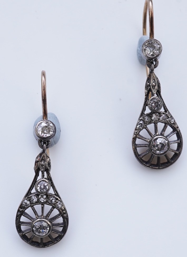 A pair of diamond earrings